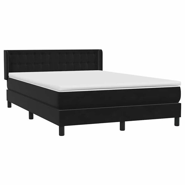 vidaXL Sommier &agrave; lattes de lit avec matelas noir 160x220 cm velours