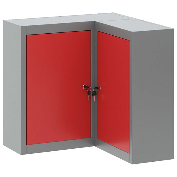 vidaXL Armoire &agrave; outils avec &eacute;tag&egrave;re Rouge et Gris 55 x 55 x 55 cm