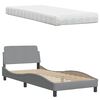 vidaXL Lit avec matelas gris clair 90x190 cm tissu