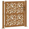 vidaXL Portail de jardin 100x100 cm en acier patin&eacute; avec motif feuille
