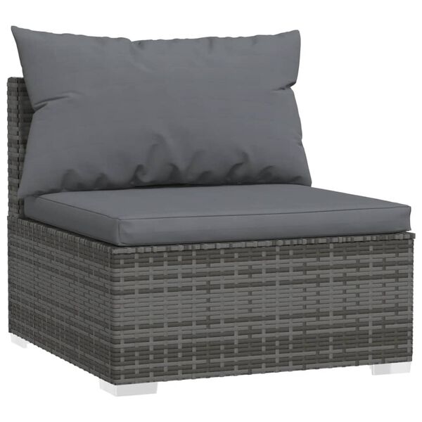 vidaXL Salon de jardin 4 pcs avec coussins Gris R&eacute;sine tress&eacute;e
