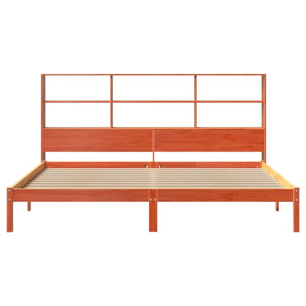 vidaXL Lit biblioth&egrave;que sans matelas cire marron 180x200 cm pin massif