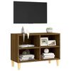 vidaXL Meuble TV avec pieds en bois massif Chêne marron 69,5x30x50 cm