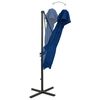 vidaXL Parasol de jardin en porte-à-faux à double toit bleu azuré