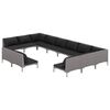 vidaXL Salon de jardin 12 pcs avec coussins R&eacute;sine tress&eacute;e Gris fonc&eacute;