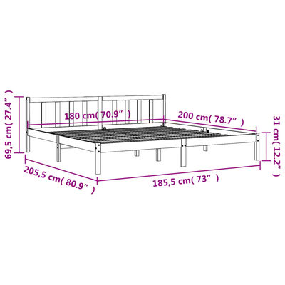 vidaXL Cadre de lit sans matelas cire marron 180x200cm bois pin massif