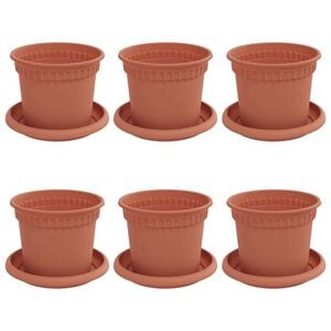 vidaXL Pots de plantes 6 pcs Rouge brique &Oslash; 12,5 x 10 cm Plastique