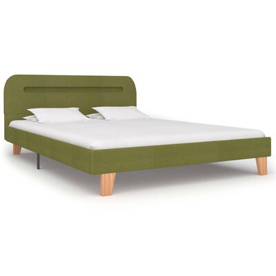 vidaXL Cadre de lit avec LED sans matelas vert tissu 140x200 cm