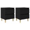 vidaXL Meubles de lit avec tiroir 2 pcs Ch&ecirc;ne noir 40 x 35 x 50 cm