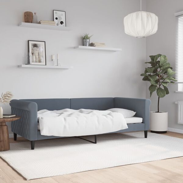 vidaXL Lit de repos gris fonc&eacute; 90x190 cm velours