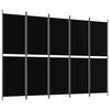 vidaXL Cloison de s&eacute;paration 5 panneaux Noir 250x180 cm Tissu