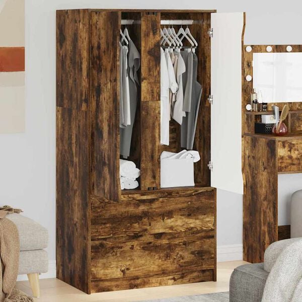 vidaXL Cabinet de salle de bain Ch&ecirc;ne fum&eacute; 79,5 x 49 x 156 cm