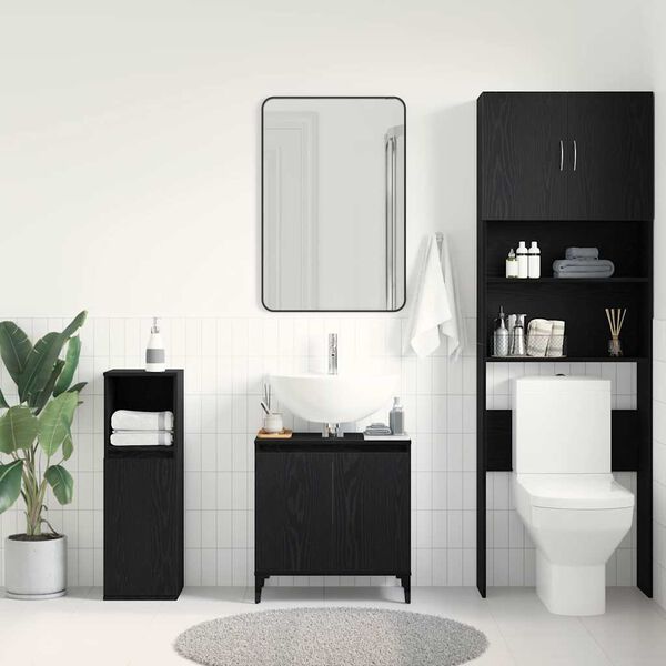 vidaXL Meuble de Lavabo de Salle de Bain Ch&ecirc;ne noir 58 x 33 x 60 cm