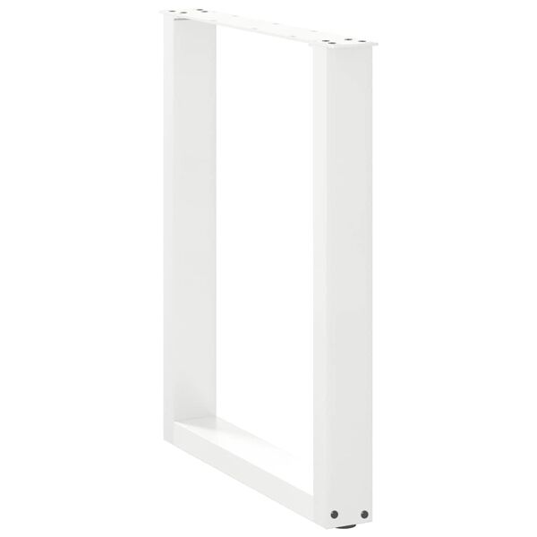 vidaXL Pieds de table &agrave; manger en U, 3 pi&egrave;ces, blanc, 70 x (72-73) cm, acier