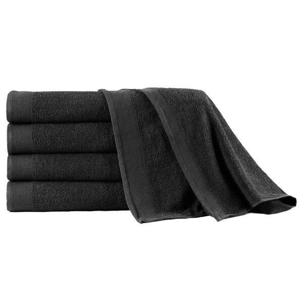 vidaXL Serviettes de bain 5 pcs Coton 450 g/m² 100x150 cm Noir