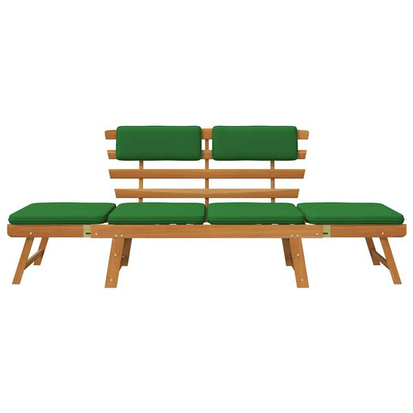 vidaXL Banc de jardin avec coussins 2-en-1 190 cm Bois solide d'acacia