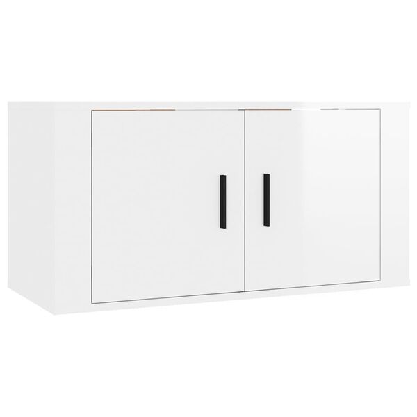 vidaXL Ensemble de meubles TV 2 pcs blanc brillant bois d'ing&eacute;nierie