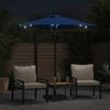 vidaXL Parasol de jardin LED mât en acier bleu azuré 225x225x212 cm