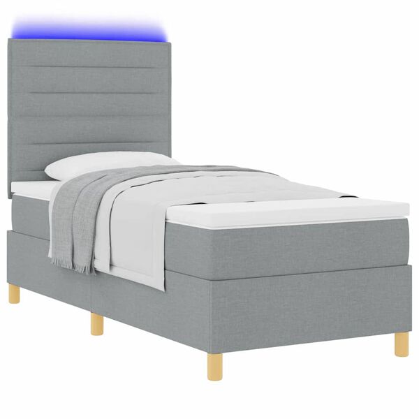 vidaXL Lit à ressorts avec matelas Gris clair 80 x 200 cm tissu
