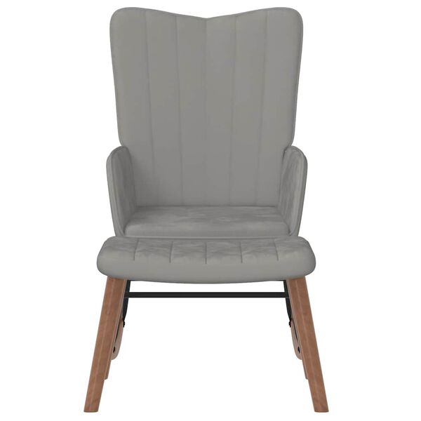 vidaXL Chaise à bascule avec repose-pied Gris clair Velours