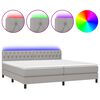 vidaXL Sommier &agrave; lattes de lit matelas LED Gris clair 200x200 cm Tissu