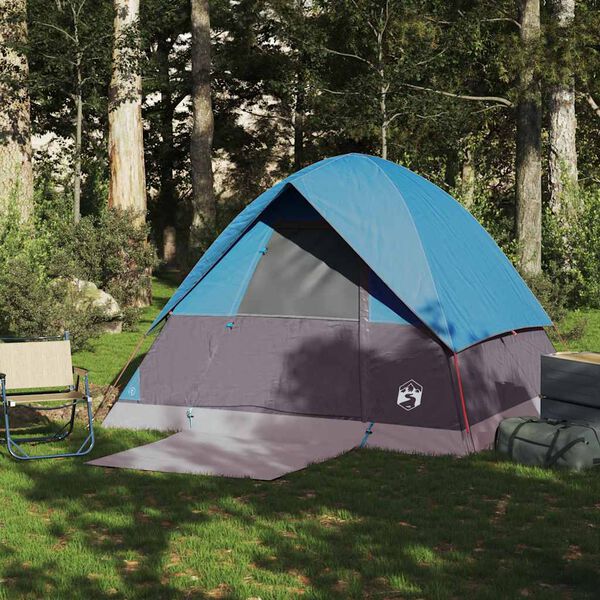 vidaXL Tente de camping &agrave; d&ocirc;me 4 personnes bleu imperm&eacute;able
