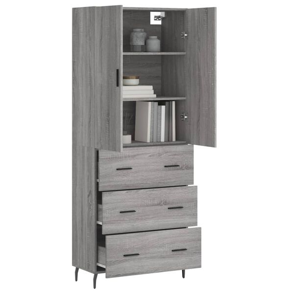 vidaXL Buffet haut Sonoma gris 69,5x34x180 cm Bois d'ingénierie