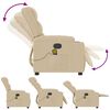 vidaXL Fauteuil de massage inclinable Cr&egrave;me Tissu