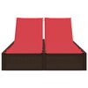 vidaXL Chaise longue double avec coussins marron résine tressée