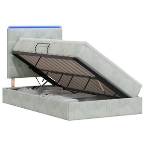 vidaXL Lit de rangement LED avec matelas Gris clair 120 x 200 cm