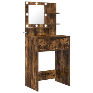 vidaXL Tables de maquillage pour chambre Ch&ecirc;ne fum&eacute; 80 x 39,6 x 135 cm