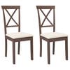 vidaXL Chaises &agrave; manger coussins 2 pcs marron bois massif caoutchouc
