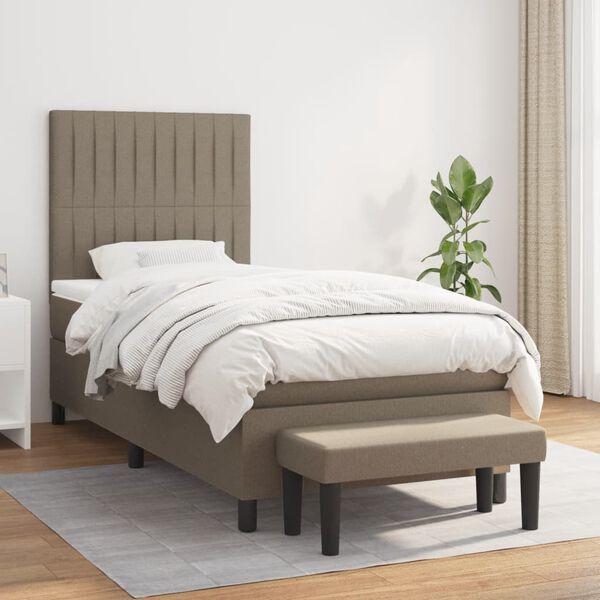 vidaXL Sommier &agrave; lattes de lit avec matelas Taupe 80x200 cm Tissu