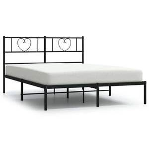 vidaXL Cadre de lit m&eacute;tal sans matelas avec t&ecirc;te de lit noir 140x200cm
