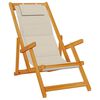 vidaXL Chaise pliante avec accoudoirs, bois d'acacia taupe et textil&egrave;ne