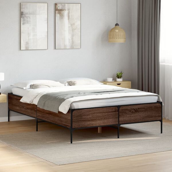 vidaXL Cadre de lit sans matelas ch&ecirc;ne marron 140x200 cm