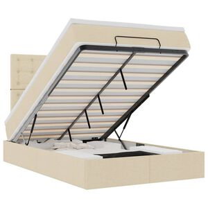 vidaXL Cadre de lit ottoman avec matelas cr&egrave;me 120x200cm tissu