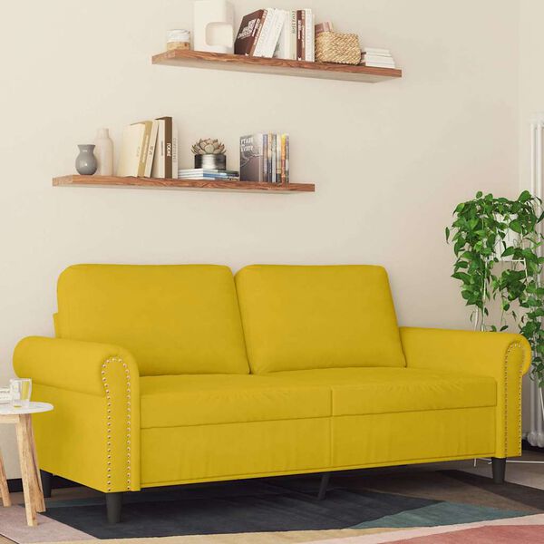 vidaXL Canap&eacute; &agrave; 2 places Jaune 140 cm Velours