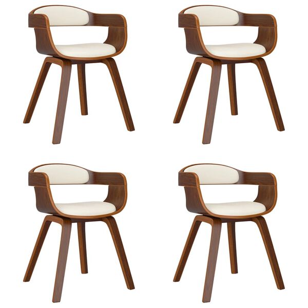 vidaXL Chaises &agrave; manger lot de 4 cr&egrave;me similicuir et bois courb&eacute;