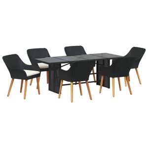 vidaXL Ensemble de salle à manger pour jardin 7 pcs Noir polyrotin