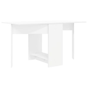 vidaXL Table &agrave; d&icirc;ner 138 x 70 x 73,5 cm Bois d'ing&eacute;nierie Blanc