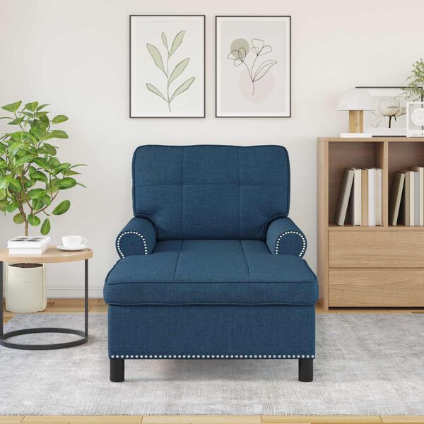 vidaXL Chaise longue avec coussin Bleu 91 x 157 x 91 cm tissu