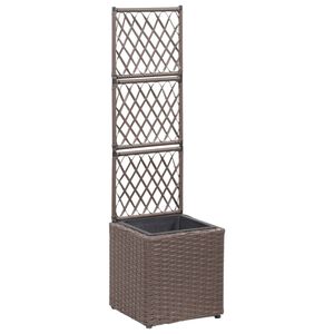 vidaXL Lit sur&eacute;lev&eacute; treillis 1 pot 30x30x107 cm R&eacute;sine tress&eacute;e Marron