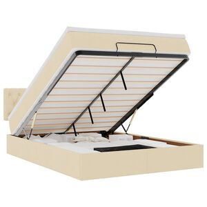 vidaXL Lit ottoman avec matelas cr&egrave;me 140x190 cm tissu