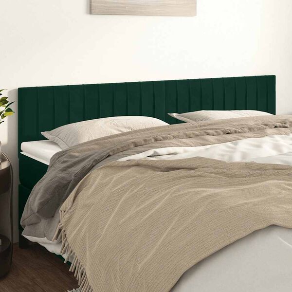 vidaXL T&ecirc;tes de lit 2 pcs Vert fonc&eacute; 80x5x78/88 cm Velours