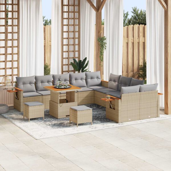 vidaXL Ensemble de canap&eacute; de jardin 17 pcs Beige et Gris clair