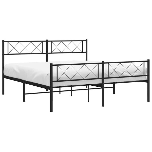 vidaXL Cadre de lit m&eacute;tal sans matelas avec pied de lit noir 120x200cm