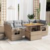 vidaXL Salon de jardin avec coussins 7 pcs beige r&eacute;sine tress&eacute;e