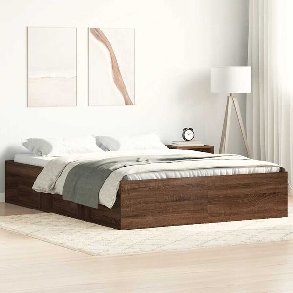 vidaXL Cadre de lit sans matelas ch&ecirc;ne marron 120x190 cm