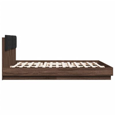 vidaXL Cadre de lit avec tête de lit chêne marron 200x200 cm